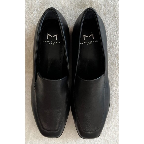 Amazon.com | Marc Fisher LTD Women NEW Marc Fisher Square Toe Loafer Black Womens Size 6 Block Heel Leather Hemmy